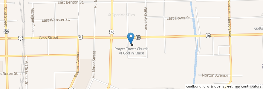 Mapa de ubicacion de Prayer Tower Church of God in Christ en 미국, 일리노이, Will County, Joliet.