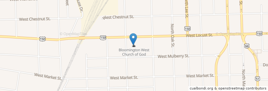 Mapa de ubicacion de Bloomington West Church of God en États-Unis D'Amérique, Illinois, Mclean County, Bloomington.