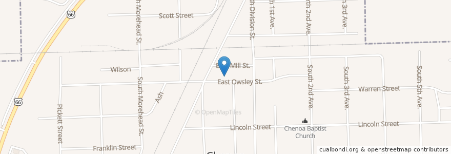 Mapa de ubicacion de Chenoa Post Office en United States, Illinois, Mclean County, Chenoa.