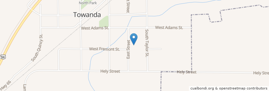 Mapa de ubicacion de Towanda Elementary School en United States, Illinois, Mclean County, Towanda.