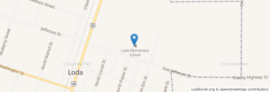 Mapa de ubicacion de Loda Elementary School en United States, Illinois, Iroquois County, Loda.