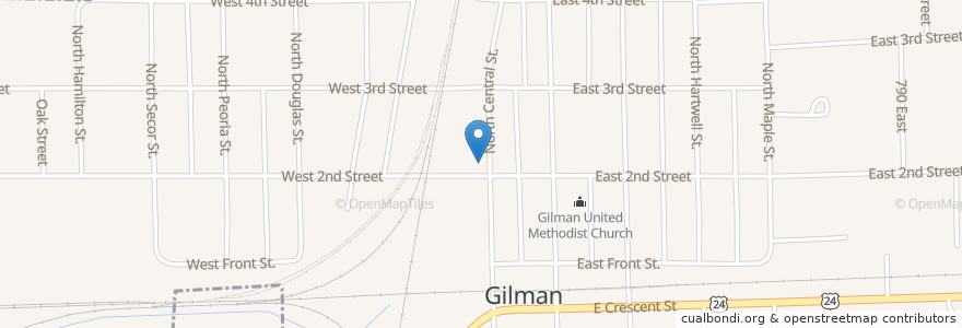 Mapa de ubicacion de Gilman Post Office en Verenigde Staten, Illinois, Iroquois County, Gilman.
