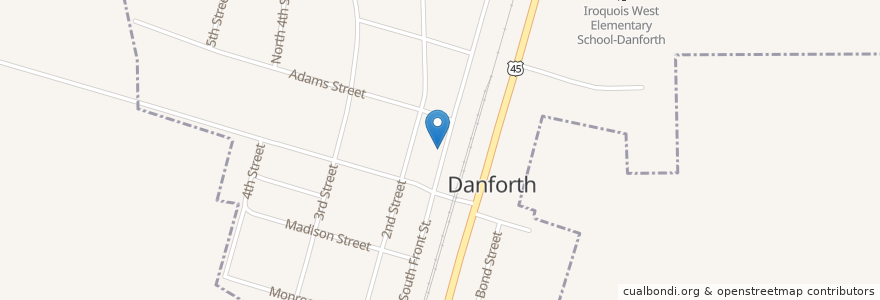 Mapa de ubicacion de Danforth Post Office en United States, Illinois, Iroquois County, Danforth.