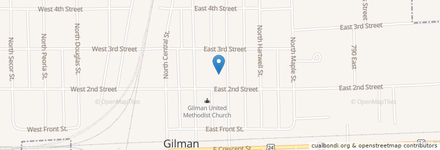 Mapa de ubicacion de Iroquois West Elementary School-Gilman en États-Unis D'Amérique, Illinois, Iroquois County, Gilman.