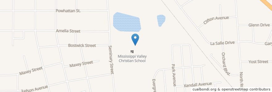 Mapa de ubicacion de Mississippi Valley Christian School en Amerika Birleşik Devletleri, Illinois, Alton.
