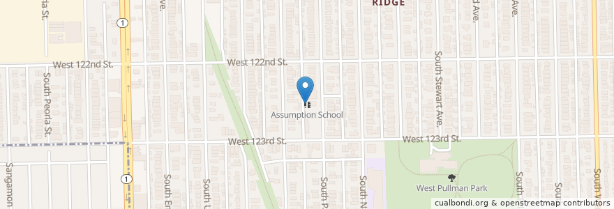 Mapa de ubicacion de Assumption School en Verenigde Staten, Illinois, Chicago.