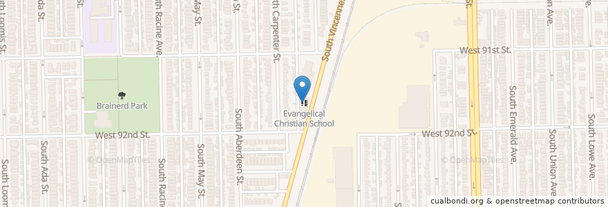 Mapa de ubicacion de Evangelical Christian School en Amerika Syarikat, Illinois, Chicago.