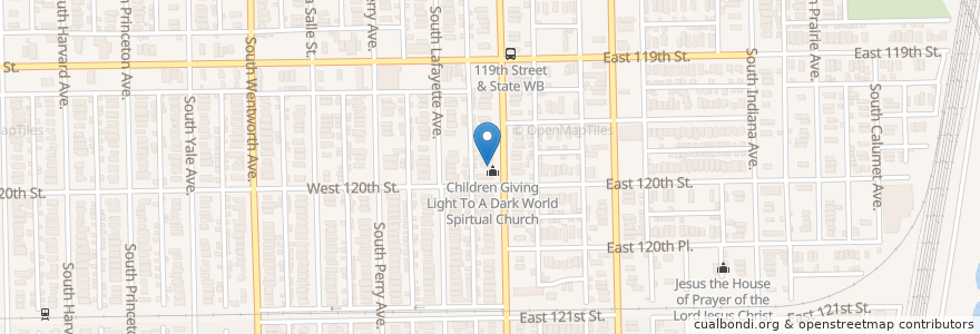 Mapa de ubicacion de Children Giving Light To A Dark World Spirtual Church en 미국, 일리노이, 시카고.