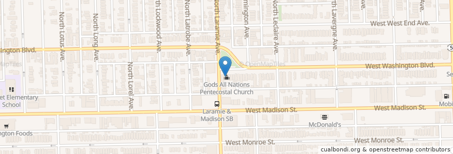 Mapa de ubicacion de Gods All Nations Pentecostal Church en ایالات متحده آمریکا, ایلینوی, شیکاگو.