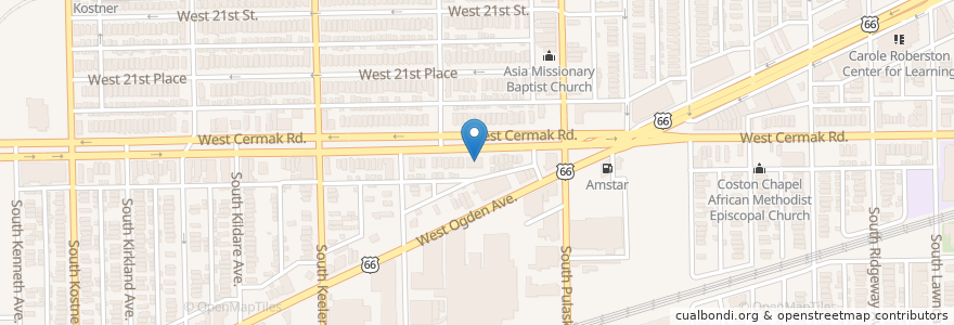 Mapa de ubicacion de Crawford Congregation of Jehovahs Witness en Verenigde Staten, Illinois, Chicago.