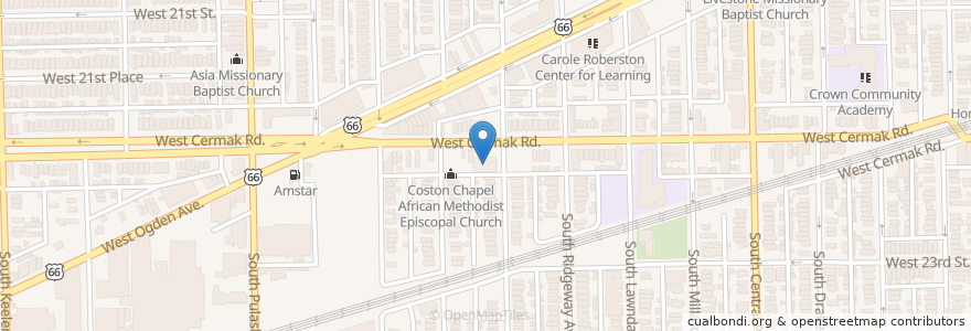 Mapa de ubicacion de Coston Chapel African Methodist Episcopal Church en アメリカ合衆国, イリノイ州, シカゴ.