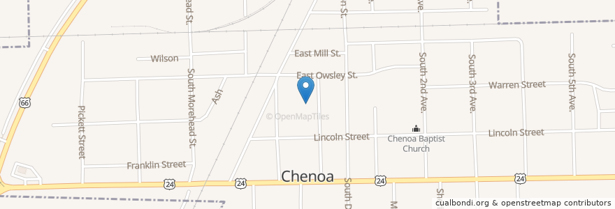 Mapa de ubicacion de Trinity Lutheran Church en 미국, 일리노이, Mclean County, Chenoa.