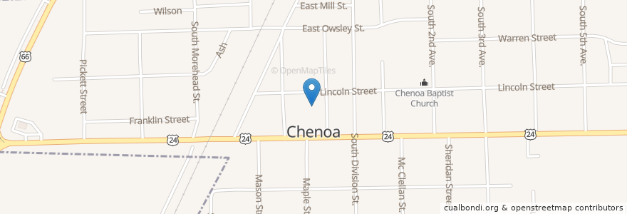 Mapa de ubicacion de Presbyterian Church of Chenoa en Amerika Syarikat, Illinois, Mclean County, Chenoa.