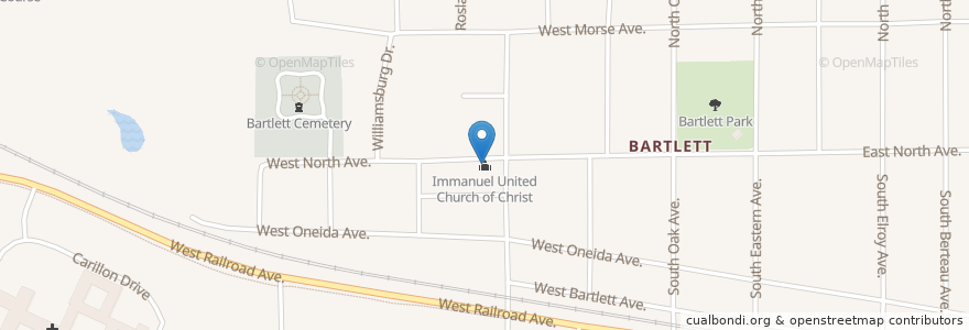 Mapa de ubicacion de Immanuel United Church of Christ en Соединённые Штаты Америки, Иллинойс, Bartlett.