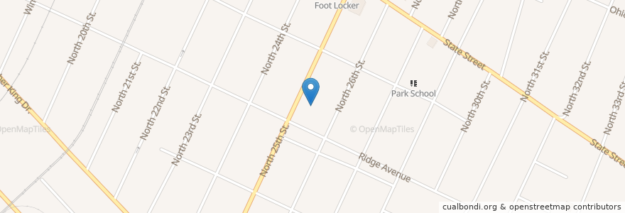 Mapa de ubicacion de Park Annex Elementary School en 미국, 일리노이, East Saint Louis.