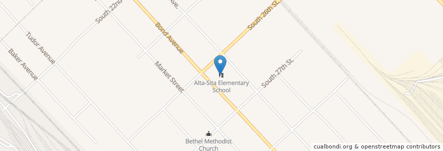 Mapa de ubicacion de Alta-Sita Elementary School en アメリカ合衆国, イリノイ州, East Saint Louis.