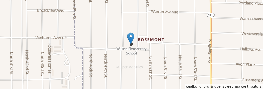 Mapa de ubicacion de Wilson Elementary School en United States, Illinois, Washington Park.