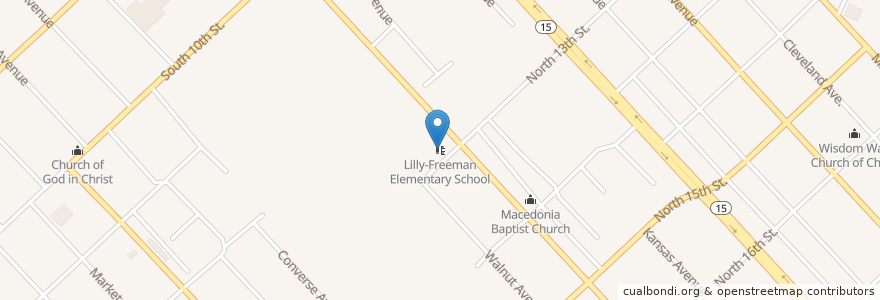 Mapa de ubicacion de Lilly-Freeman Elementary School en Соединённые Штаты Америки, Иллинойс, East Saint Louis.