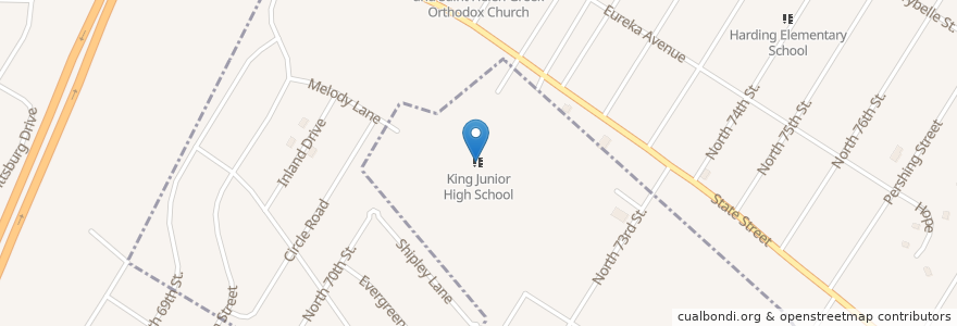 Mapa de ubicacion de King Junior High School en Vereinigte Staaten Von Amerika, Illinois, Centreville.