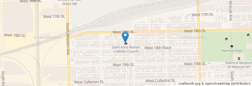 Mapa de ubicacion de Saint Anns Roman Catholic Church en アメリカ合衆国, イリノイ州, シカゴ.