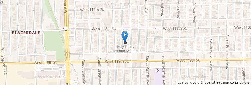 Mapa de ubicacion de Holy Trinity Community Church en Estados Unidos Da América, Illinois, Chicago.