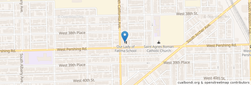 Mapa de ubicacion de Our Lady of Fatima School en ایالات متحده آمریکا, ایلینوی, شیکاگو.
