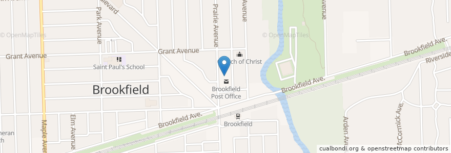 Mapa de ubicacion de Brookfield Post Office en Vereinigte Staaten Von Amerika, Illinois, Brookfield.