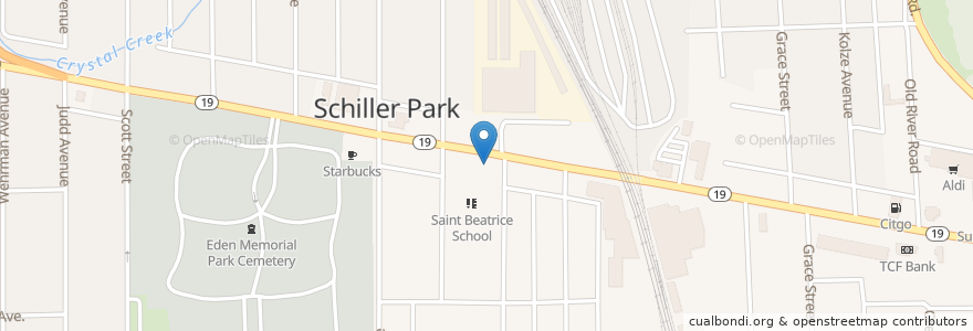 Mapa de ubicacion de Saint Beatrice Church en Amerika Birleşik Devletleri, Illinois, Schiller Park.