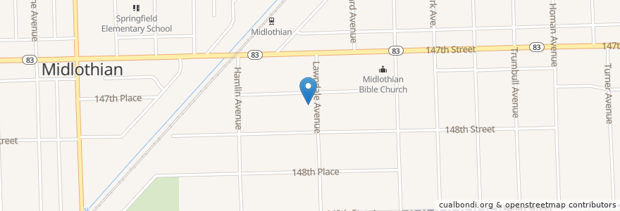 Mapa de ubicacion de Midlothian Methodist Church en الولايات المتّحدة الأمريكيّة, إلينوي, Midlothian.