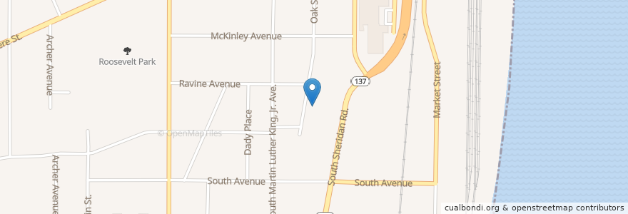 Mapa de ubicacion de Mount Zion Missionary Baptist Church en Amerika Syarikat, Illinois, Waukegan.