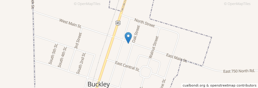 Mapa de ubicacion de Saint John Lutheran Church en Estados Unidos Da América, Illinois, Iroquois County, Buckley.