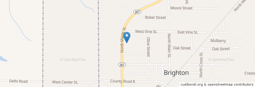 Mapa de ubicacion de Baptist Church Cemetery en Stati Uniti D'America, Illinois, Brighton, Macoupin County.