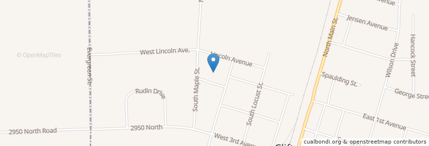 Mapa de ubicacion de Zion Lutheran Church of Clifton en États-Unis D'Amérique, Illinois, Iroquois County, Clifton.