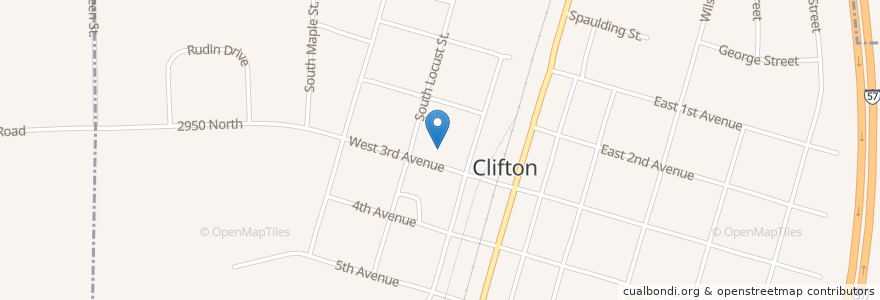 Mapa de ubicacion de Clifton Wesleyan Church en Vereinigte Staaten Von Amerika, Illinois, Iroquois County, Clifton.