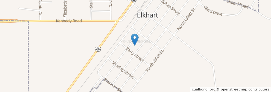 Mapa de ubicacion de Saint Patricks Church en 美利坚合众国/美利堅合眾國, 伊利诺伊州 / 伊利諾州, Logan County, Elkhart.