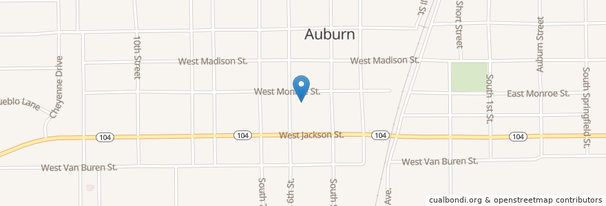 Mapa de ubicacion de Church of God en Estados Unidos De América, Illinois, Sangamon County, Auburn.