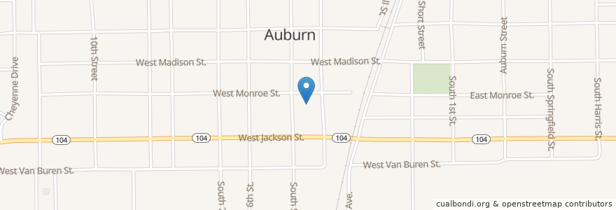 Mapa de ubicacion de Auburn Church of the Nazarene en United States, Illinois, Sangamon County, Auburn.