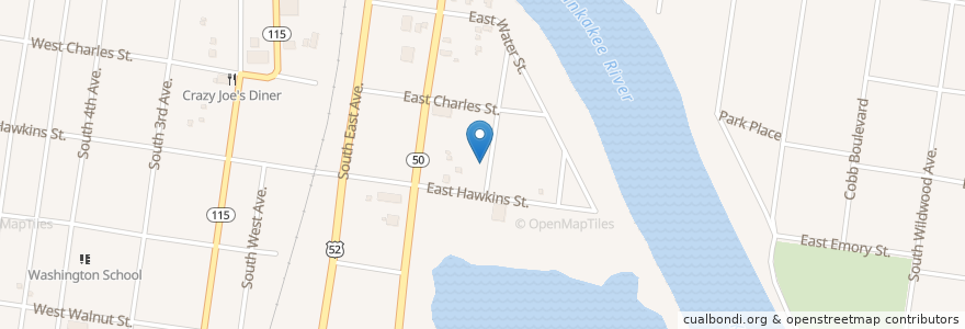 Mapa de ubicacion de Shiloh Baptist Church en 미국, 일리노이, Kankakee County, Kankakee.