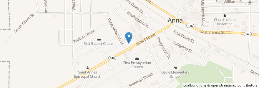 Mapa de ubicacion de Mount Moriah Evangelical Lutheran Church en United States, Illinois, Union County, Anna.