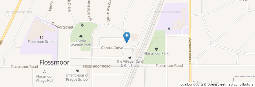 Mapa de ubicacion de Flossmoor Post Office en Соединённые Штаты Америки, Иллинойс, Flossmoor.