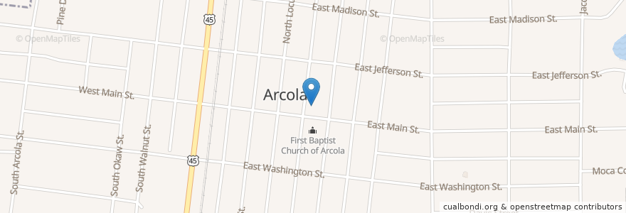 Mapa de ubicacion de Arcola Post Office en United States, Illinois, Douglas County, Arcola.