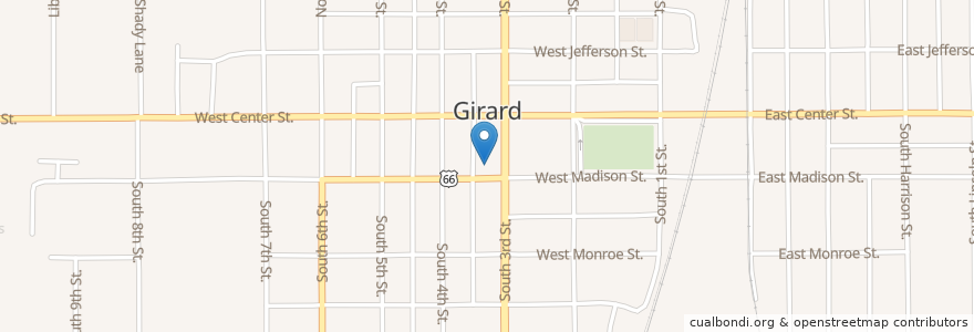 Mapa de ubicacion de First Baptist Church en Amerika Syarikat, Illinois, Macoupin County, Girard.