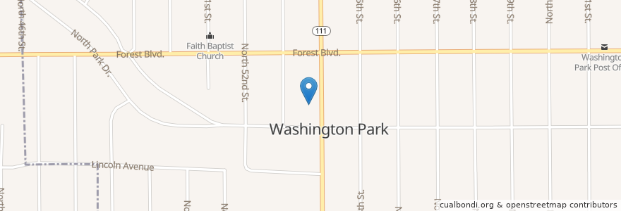 Mapa de ubicacion de Friendly Church of God en United States, Illinois, Washington Park.