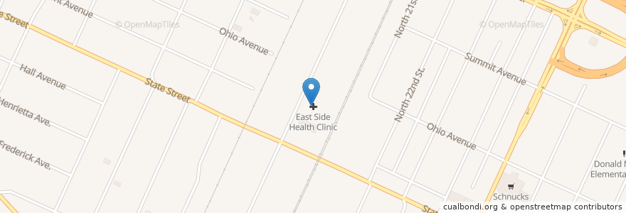 Mapa de ubicacion de East Side Health Clinic en 美利坚合众国/美利堅合眾國, 伊利诺伊州 / 伊利諾州, East Saint Louis.