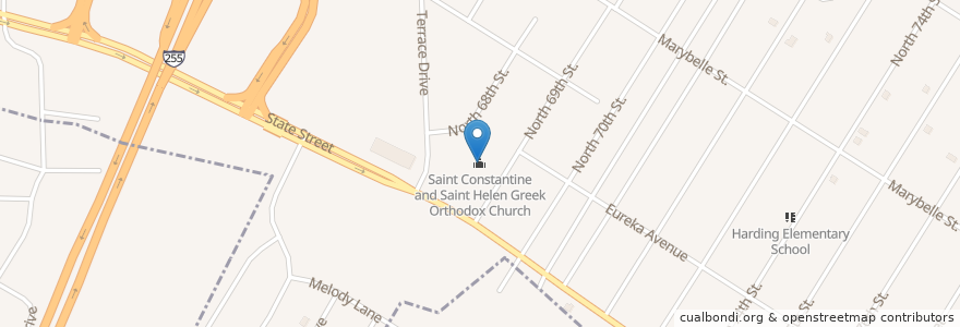 Mapa de ubicacion de Saint Constantine and Saint Helen Greek Orthodox Church en United States, Illinois, East Saint Louis.