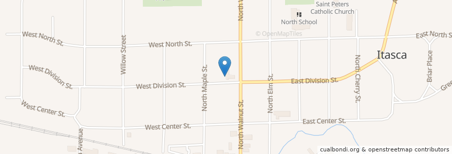 Mapa de ubicacion de Bethany United Methodist Church en United States, Illinois, Dupage County, Itasca.