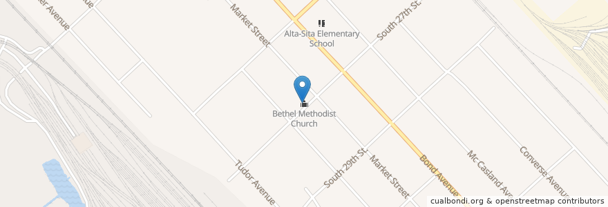 Mapa de ubicacion de Bethel Methodist Church en Соединённые Штаты Америки, Иллинойс, East Saint Louis.