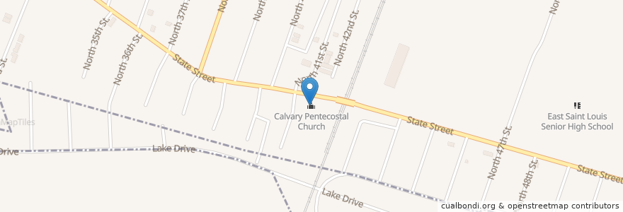 Mapa de ubicacion de Calvary Pentecostal Church en Estados Unidos De América, Illinois, East Saint Louis.
