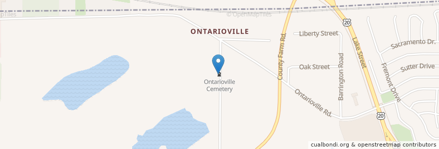Mapa de ubicacion de Ontarioville Cemetery en United States, Illinois, Dupage County, Hanover Park.