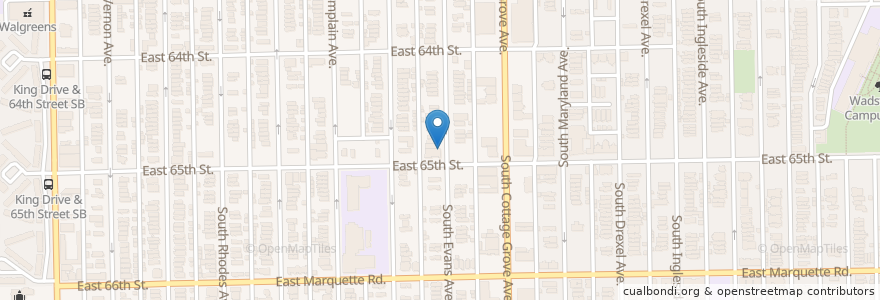 Mapa de ubicacion de Woodlawn African Methodist Episcopal Church en Estados Unidos Da América, Illinois, Chicago.